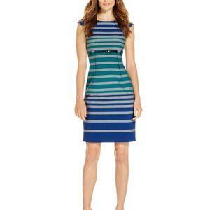 Calvin Klein Blue and Green Striped Dress